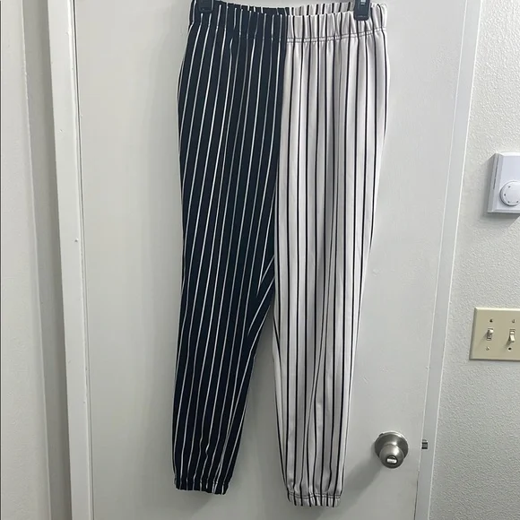 Shosho Black and White Sweatpants with Split-Color Design - Picture 2 of 5